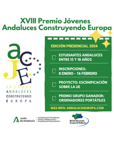XVIII Edición del Premio Escolar de la Red de Información Europea de Andalucía 2024 JÓVENES ANDALUCES CONSTRUYENDO EUROPA – JACE